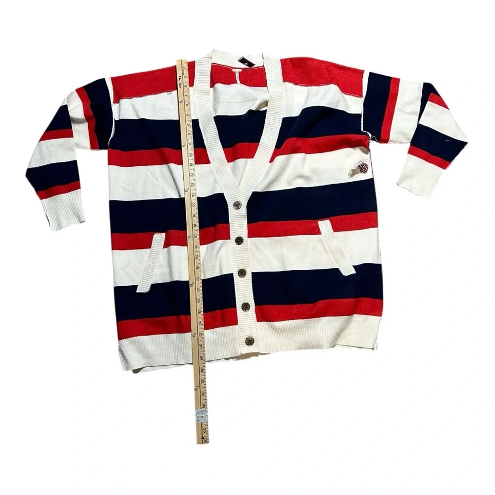 Free People League of Her Own Striped Cardigan in Red and Navy Small NWOT
